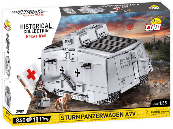 Cobi 2989 Sturmpanzerwagen A7V Bausatz 840 Teile / 1 Figur / 1 Hund
