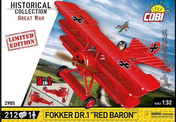 Cobi 2985 Fokker DR.I "RED BARON" Limited Edition Bausatz 212 Teile / 1 Figur